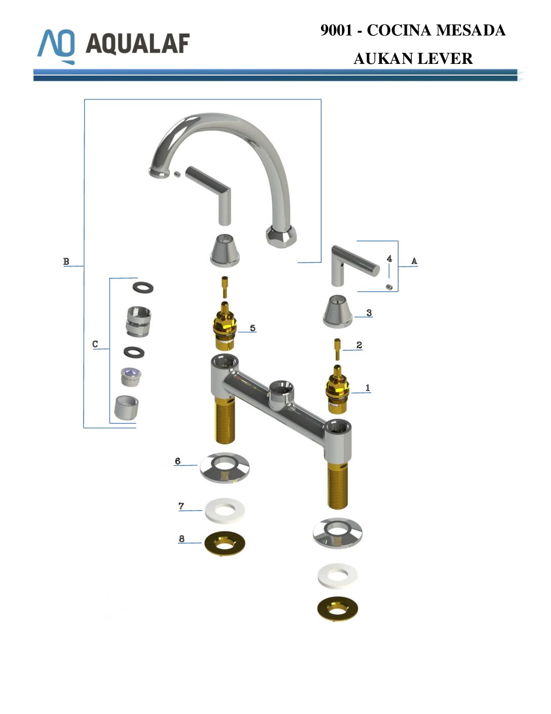 DESPIECE-COCINA-MESADA-AUKAN-LEVER-9001 Cocina sobremesada Aukan lever